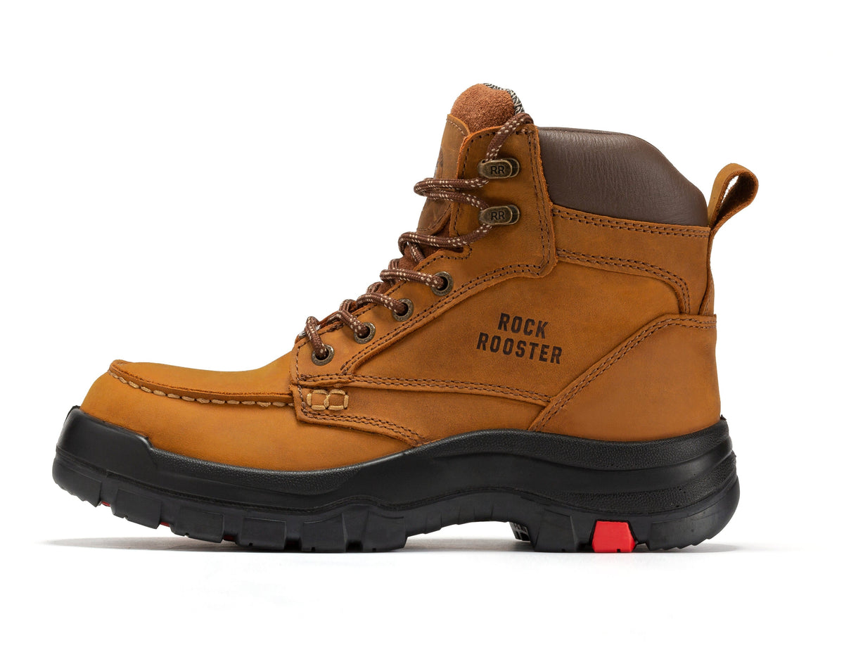 ROCKROOSTER Zumbro 6 inch Wide Steel Toe, Rubber Outsole, EH Protection,, ASTM 2413, Work Boots AK370 – sole view
