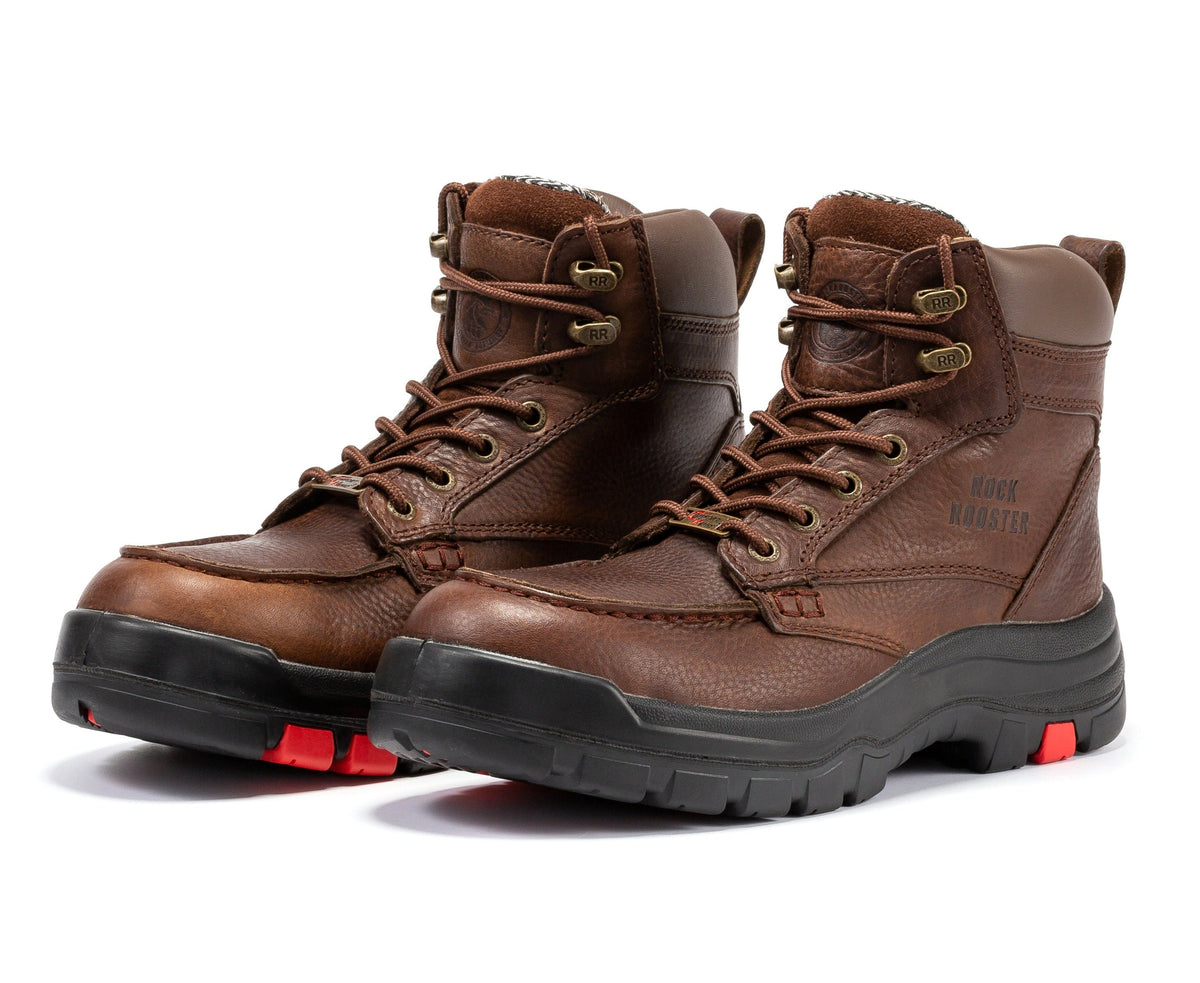 ROCKROOSTER Zumbro 6 inch Wide Steel Toe, Waterproof Work Boots, Rubber Outsole, EH Protection, ASTM 2413, Work Boots AK372