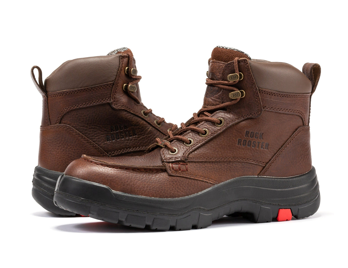 ROCKROOSTER Zumbro 6 inch Wide Steel Toe, Waterproof Work Boots, Rubber Outsole, EH Protection, ASTM 2413, Work Boots AK372