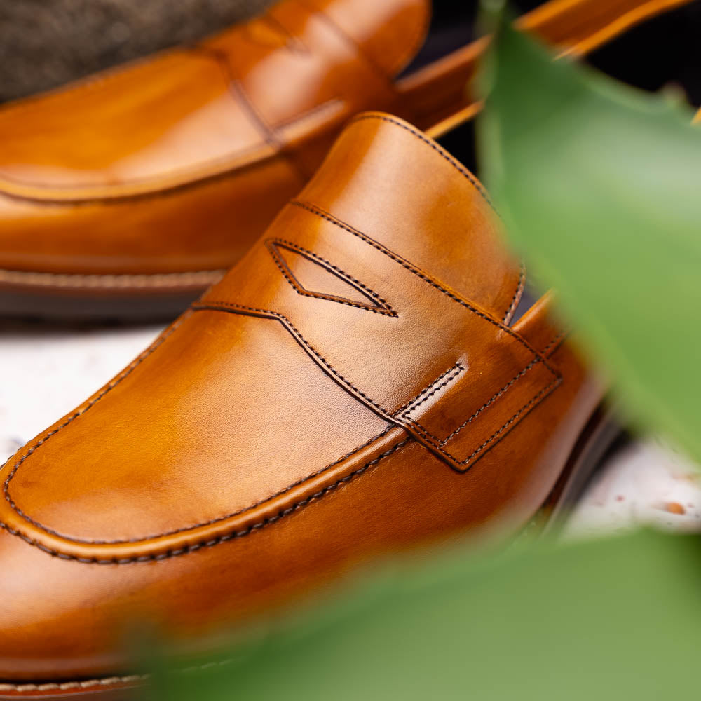 Zelli Italia 15-400-CML ROMA Hand Burnished Calfskin Penny Loafer Camel View 9