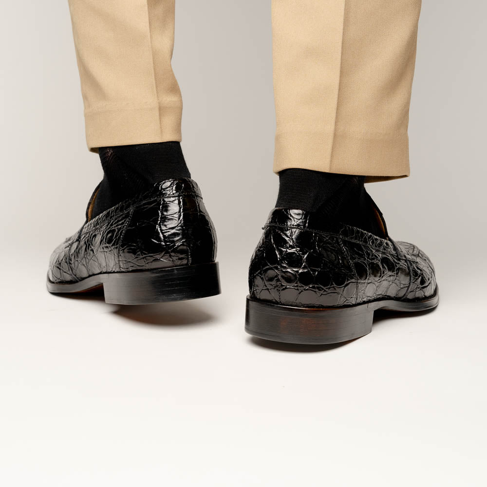 Zelli Italia 11-201-BKM ROMA Crocodile Penny Loafer, Black View 11