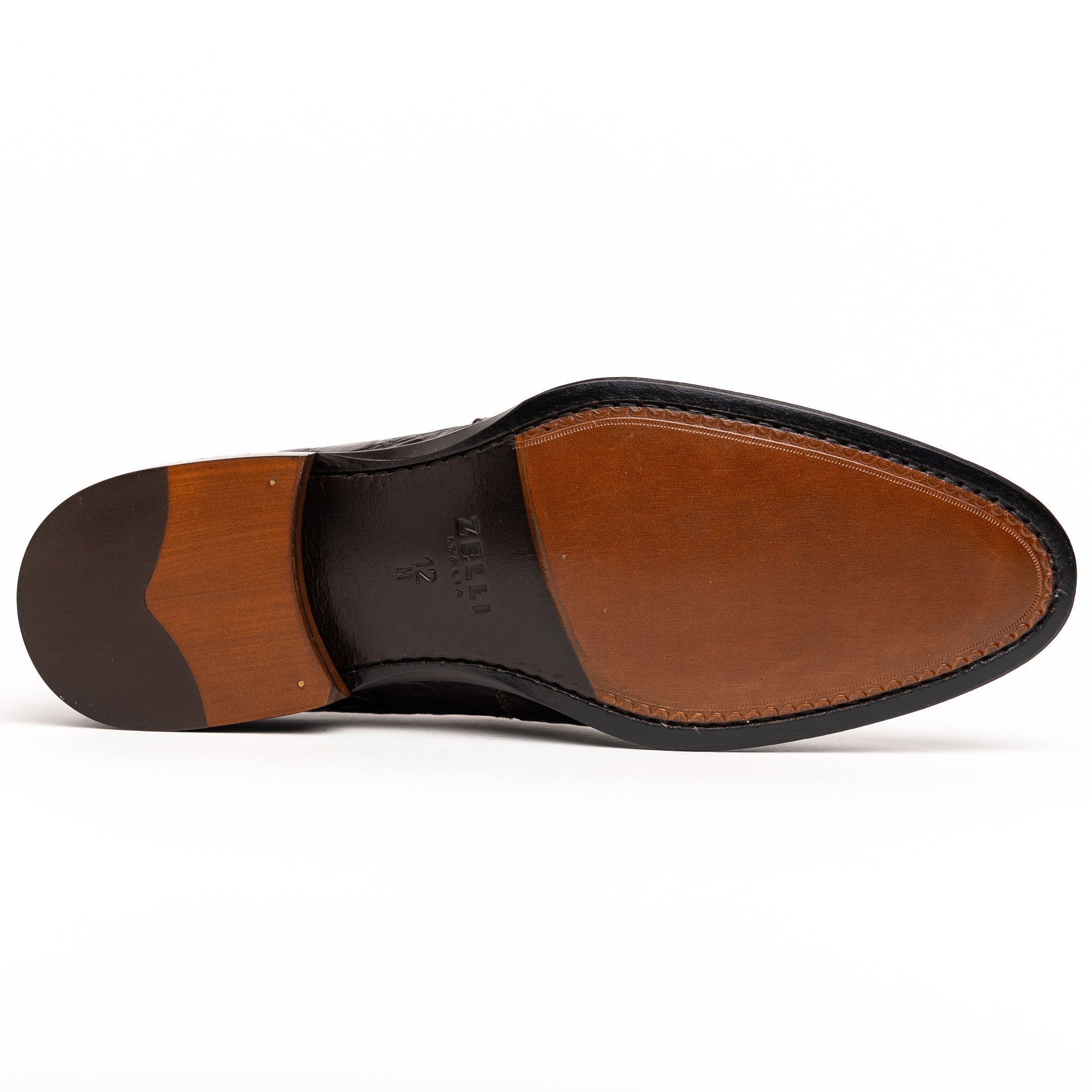 Zelli Italia 11-201-CGM ROMA Crocodile Penny Loafer, Cognac Detail View