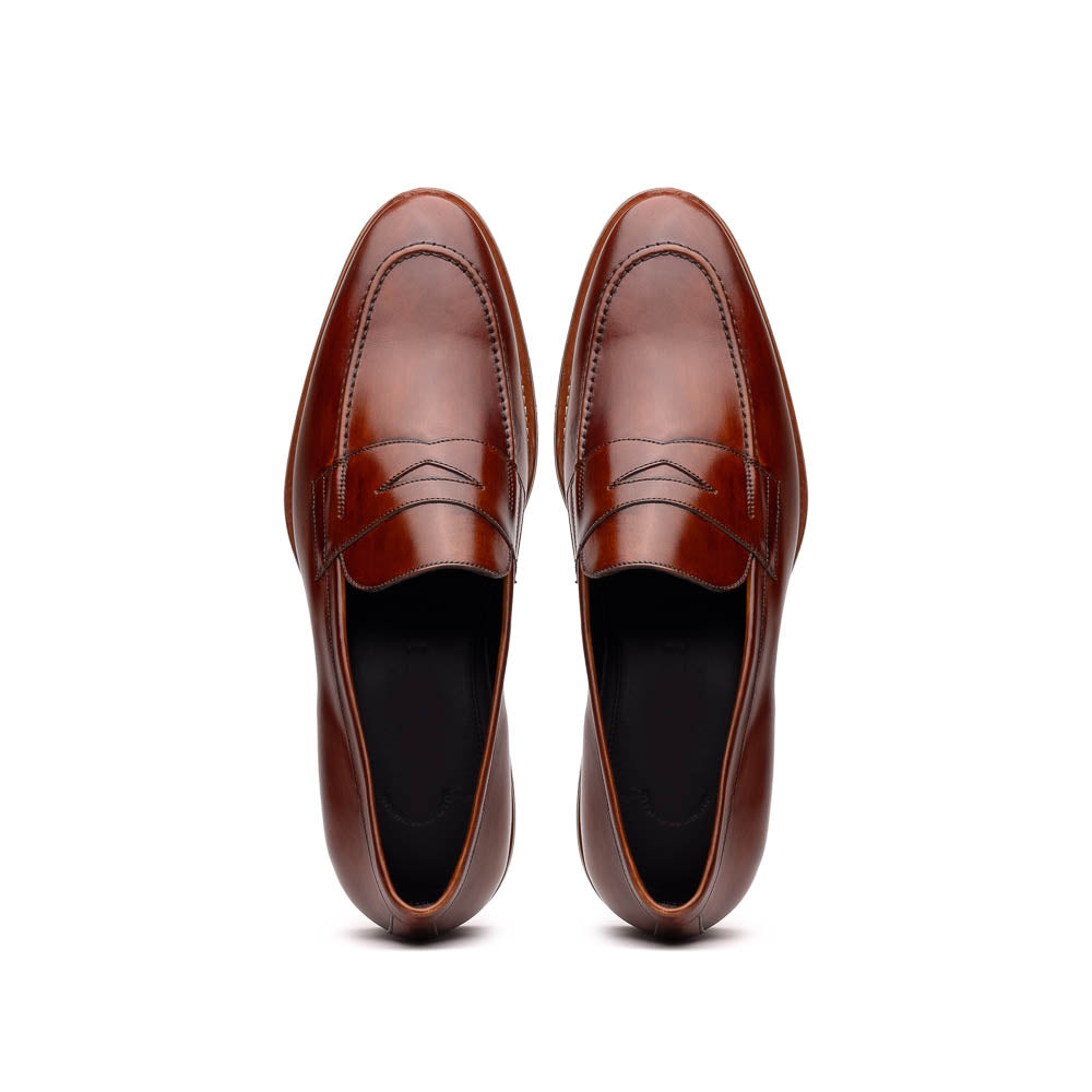 Zelli Italia 15-400-CGN ROMA Hand Burnished Calfskin Penny Loafer Cognac Back View
