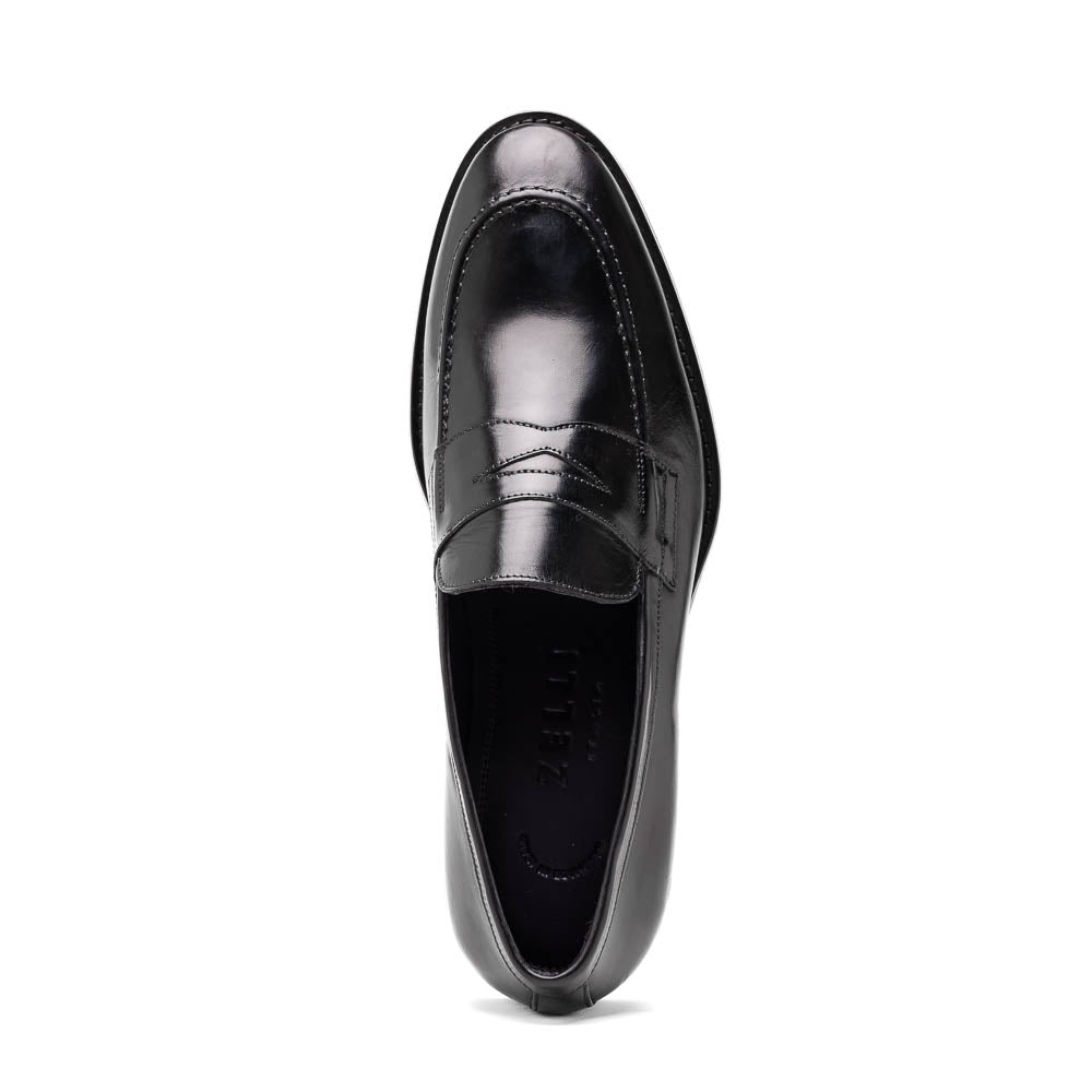 Zelli Italia 15-400-BLK ROMA Hand Burnished Calfskin Penny Loafer Black Back View
