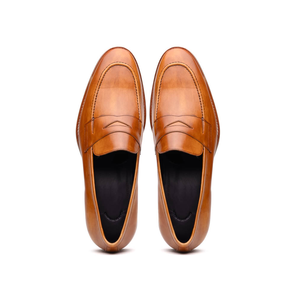 Zelli Italia 15-400-CML ROMA Hand Burnished Calfskin Penny Loafer Camel Back View