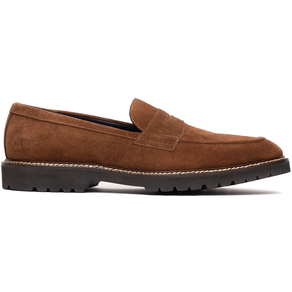 Zelli Italia Men's 16-657-TOB ROMA Italian Suede Penny Loafers Tobacco
