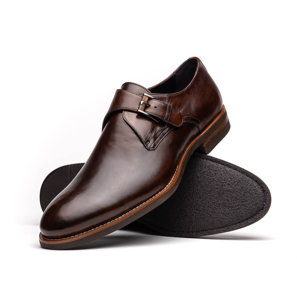 Zelli Italia Men's 55-605-CST ROMAN Italian Calfskin Monkstrap Chestnut