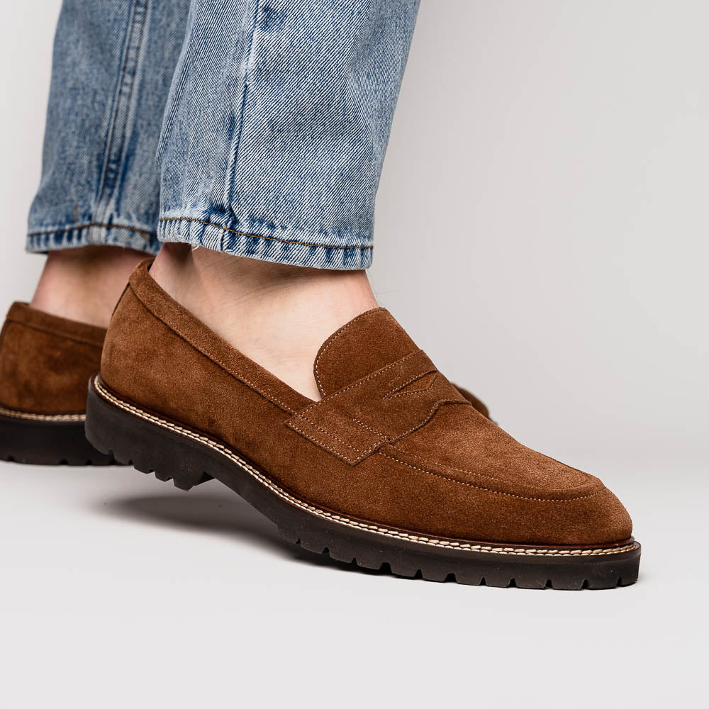 Zelli Italia Men's 16-657-TOB ROMA Italian Suede Penny Loafers Tobacco