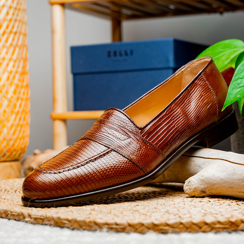 Zelli Italia 14-202-CGN ROSSI Teju Lizard Penny Loafer, Cognac Bottom View