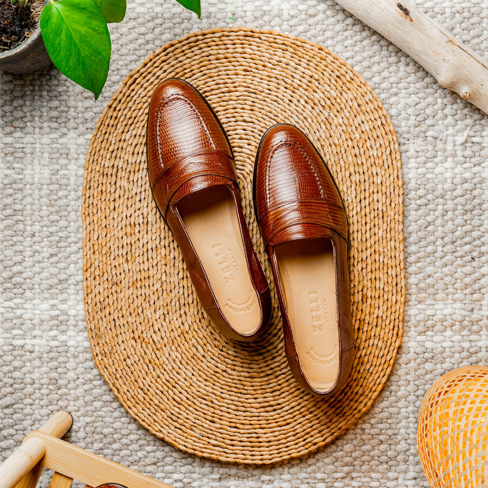 Zelli Italia 14-202-CGN ROSSI Teju Lizard Penny Loafer, Cognac View 9