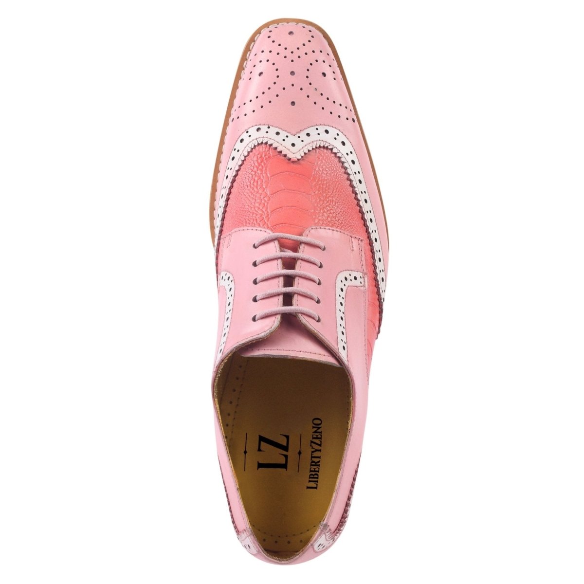 Liberty Zeno Roy Ostrich Leather Perforated toe Casual Oxford Dress Shoes