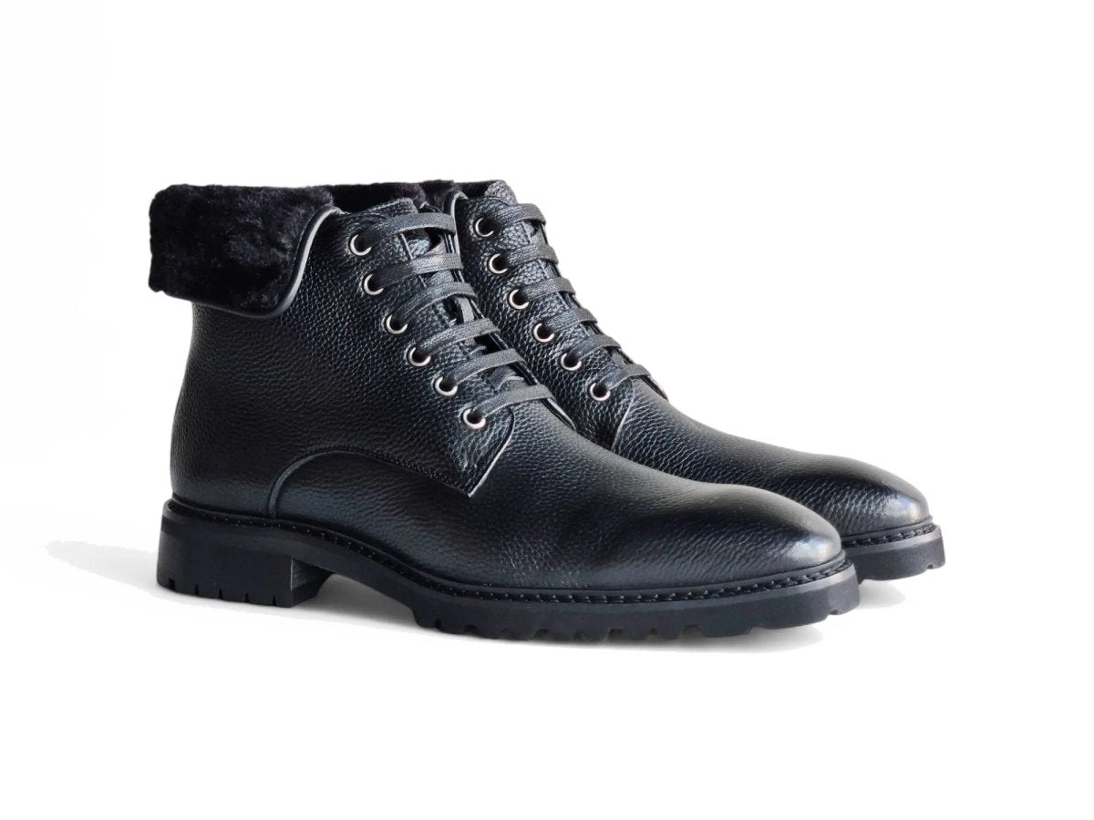 Carrucci Shoes Rugged Boot With Vegan Shearling Collar Leather KB51652