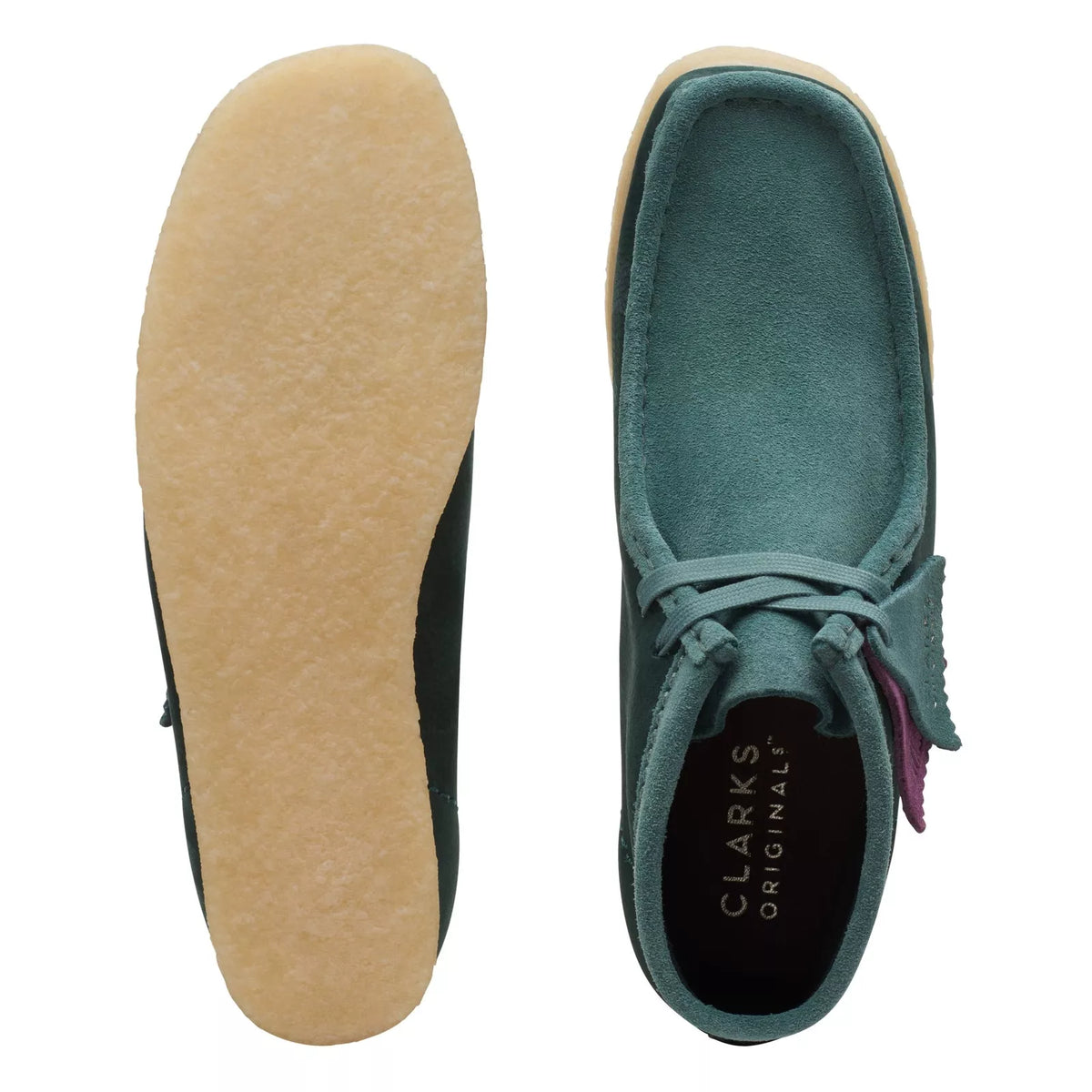 Clarks Originals Wallabee Boot Women's Teal Combi Suede 26167942 — rear view