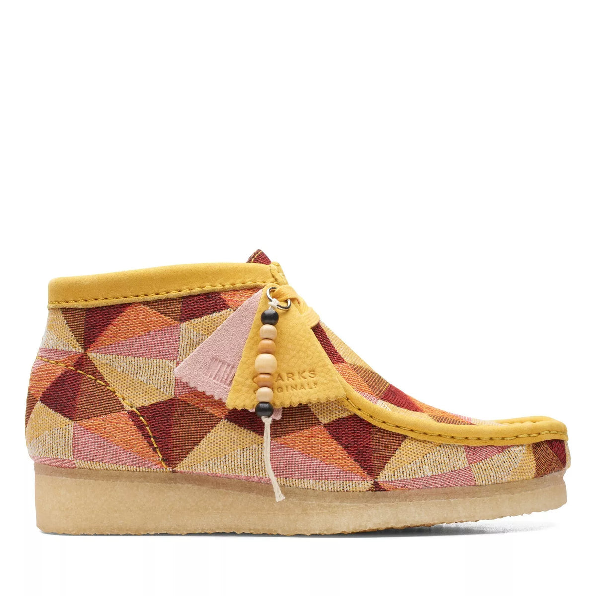 Clarks Originals Wallabee Boot Women's Yellow Combi Textile and Leather 26166092 — detail view
