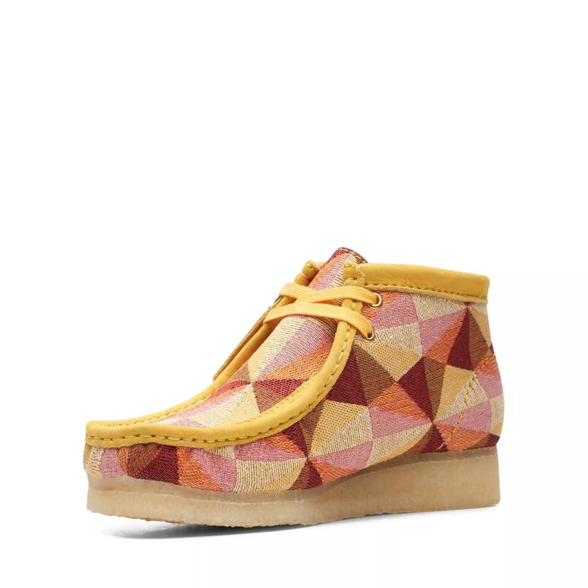Clarks Originals Wallabee Boot Women's Yellow Combi Textile and Leather 26166092 — product view 3