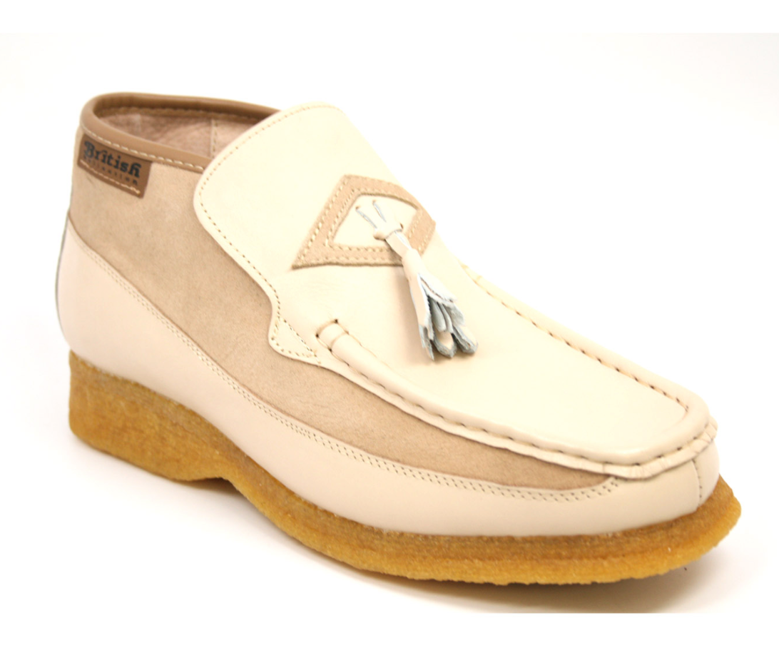 British Walkers Classic Men's Beige Leather Three Quarter Tassel Slip On Shoes view 4