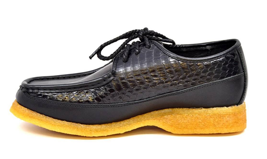 British Walkers Crown 2 Men's Limited Edition Black Snake Skin and Leather Lace Up Shoes view 2