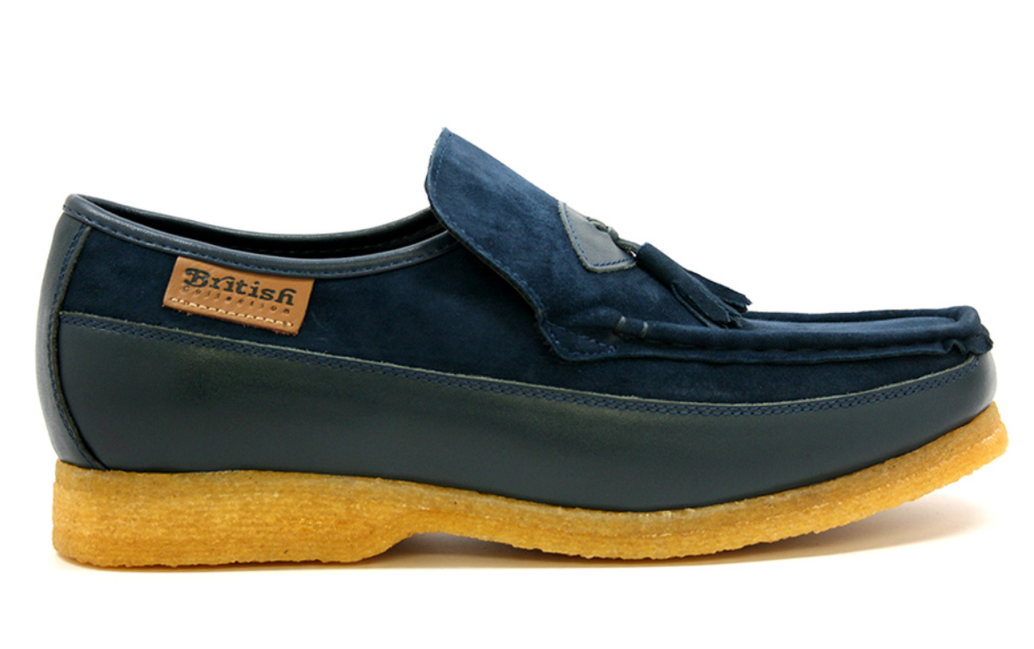 British Walkers King Men's Old School Black Leather and Suede Tassel Slip On Shoes view 10