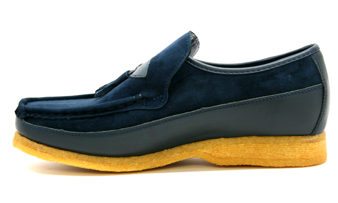 British Walkers King Men's Old School Black Leather and Suede Tassel Slip On Shoes view 11