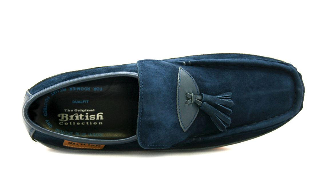 British Walkers King Men's Old School Black Leather and Suede Tassel Slip On Shoes view 13
