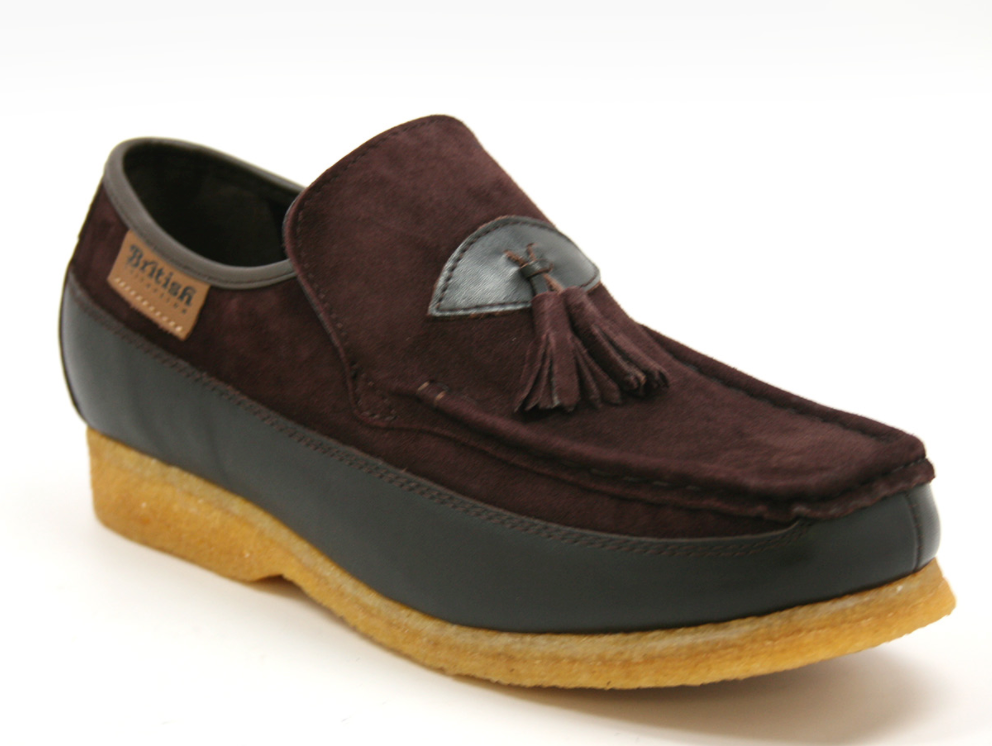 British Walkers King Men's Old School Black Leather and Suede Tassel Slip On Shoes view 16
