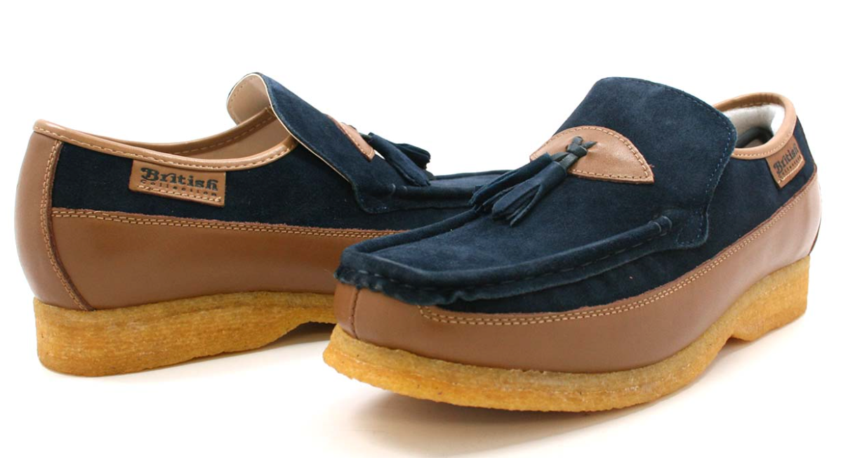 British Walkers King Men's Old School Black Leather and Suede Tassel Slip On Shoes view 29