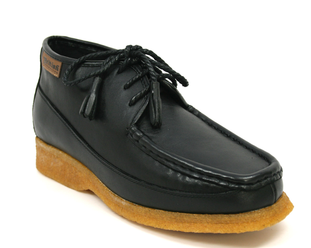 British Walkers Knicks Men's Black Leather Lace Up Shoes with Crepe Sole view 2