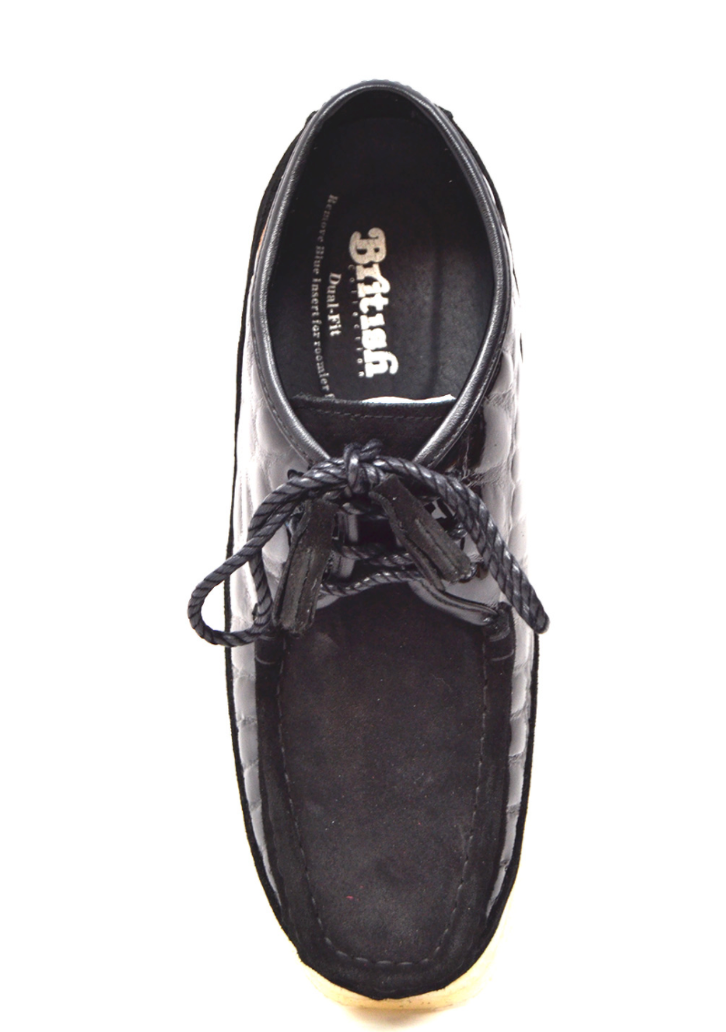 British Collection Knicks Suede and Croc Lace Up Shoe with Crepe Sole - Croc Pattern & Suede - Handmade - Available in Black, Navy, Burgundy