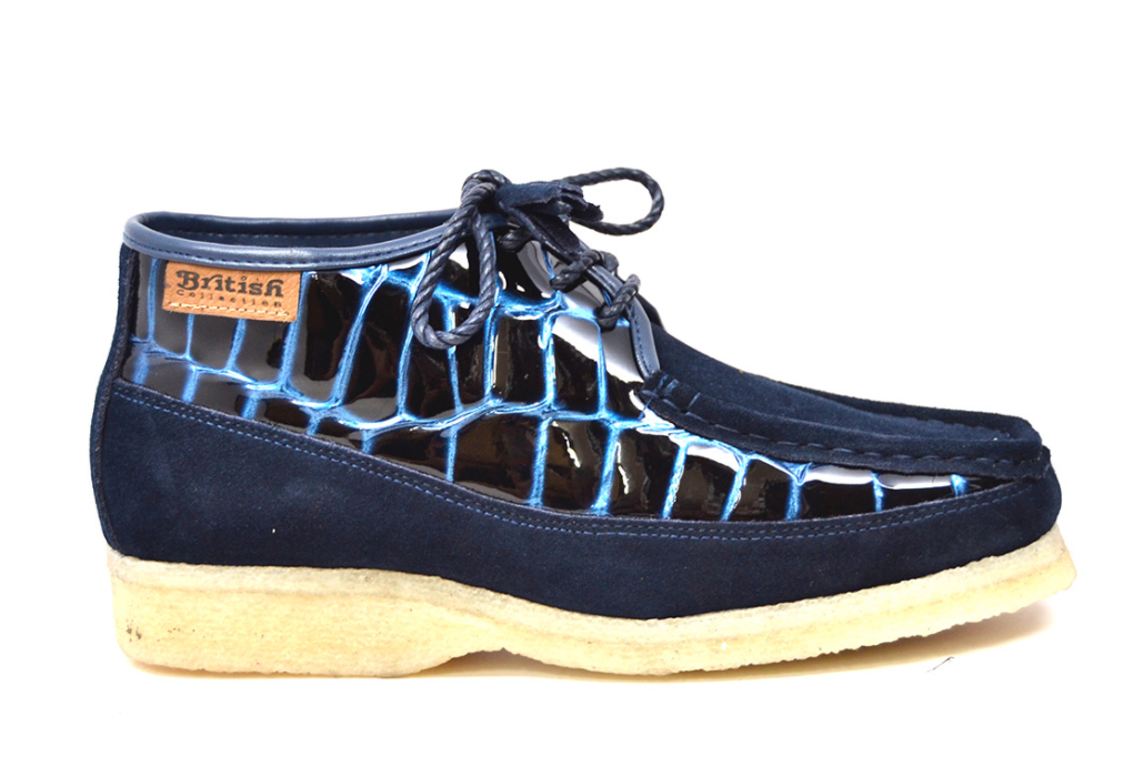 British Walkers Knicks Men's Handmade Black Suede and Croc Leather Lace Up Shoes view 19