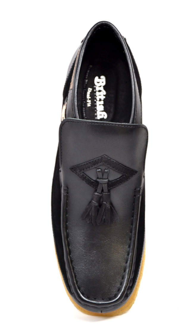 British Walkers Palace Men's Black Leather and Suede Slip On Shoes view 5