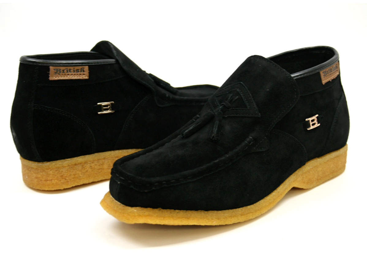 British Walkers Palace Men's Black Leather and Suede Slip On Shoes view 8