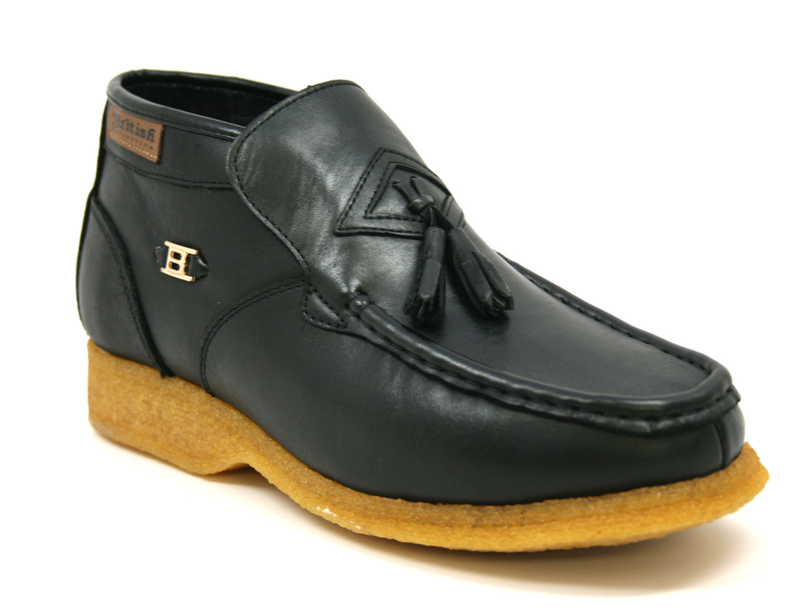 British Walkers Palace Men's Black Leather and Suede Slip On Shoes view 15