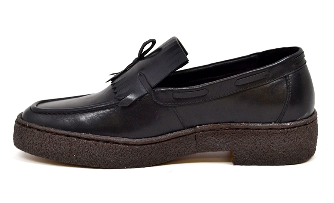 British Walkers Playboy Cruise Men's Black Leather Tassel Slip On Shoes view 4