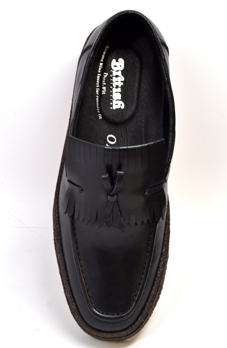 British Walkers Playboy Cruise Men's Black Leather Tassel Slip On Shoes view 5