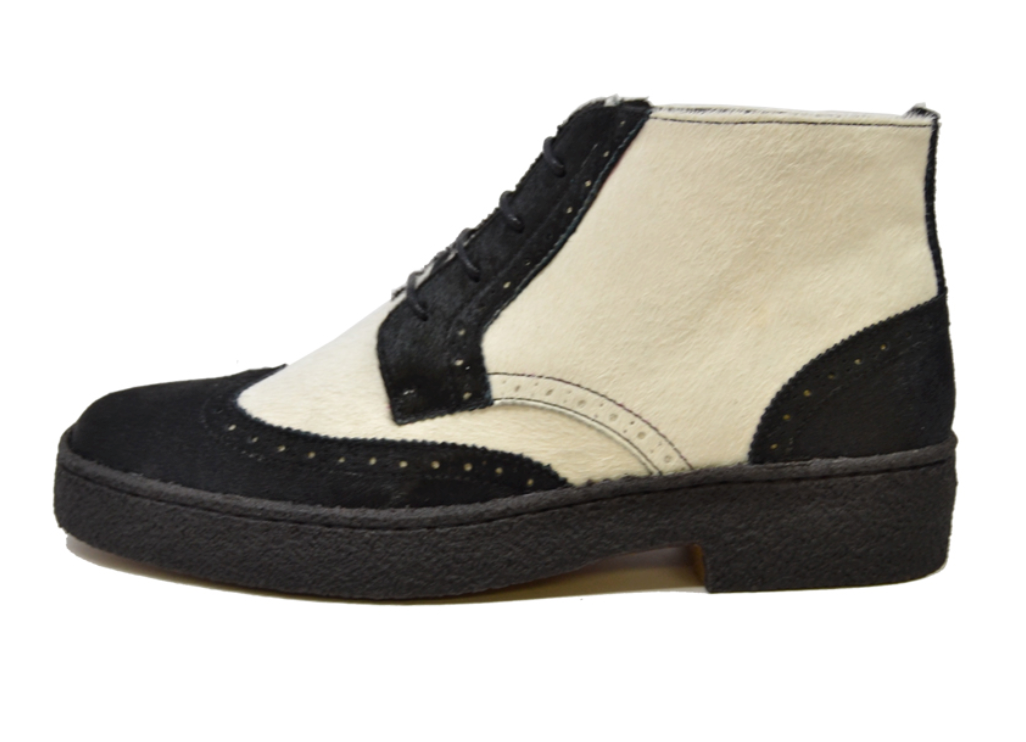 British Walkers Men's Black and White Pony and Baby Lama Skin Shoes view 3