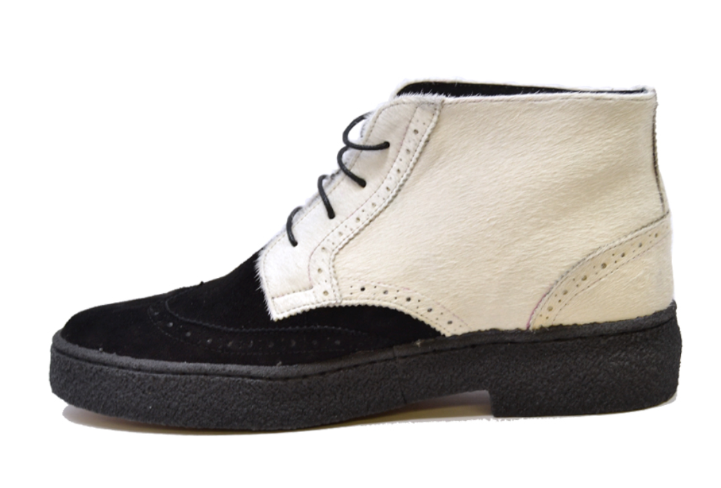 British Walkers Men's White and Black Pony and Lama Baby Hair Shoes view 3
