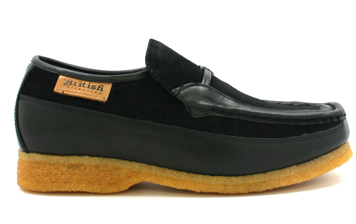 British Walkers Power Men's Old School Black Leather Retro Slip On Shoes view 1