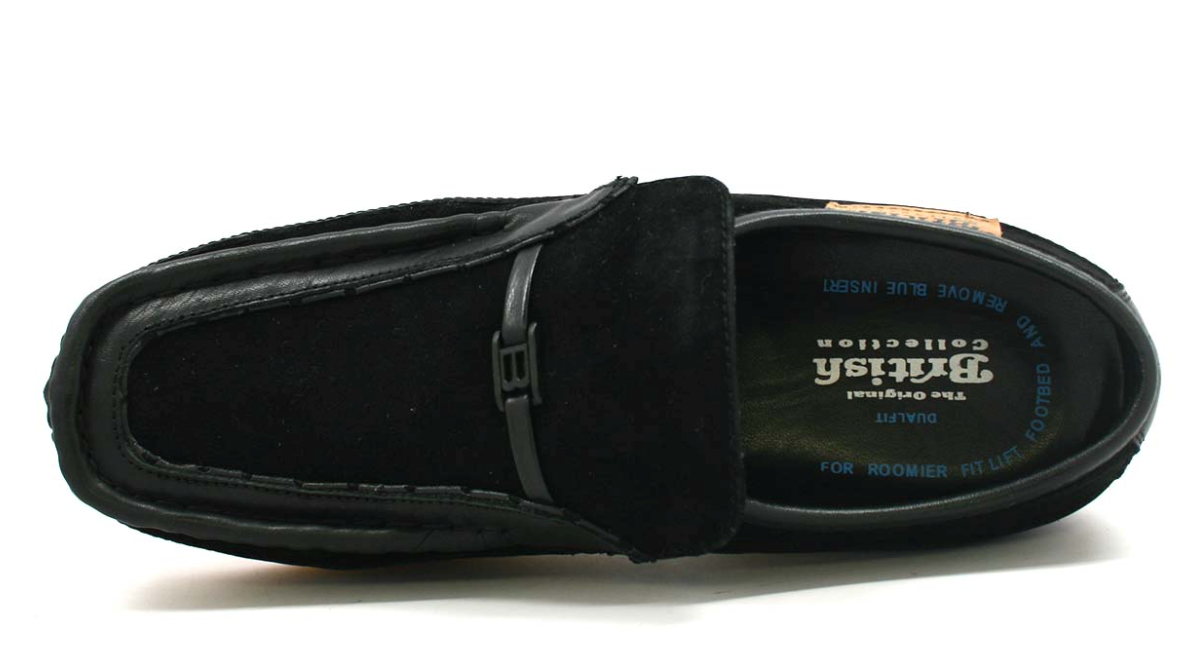 British Walkers Power Men's Old School Black Leather Retro Slip On Shoes