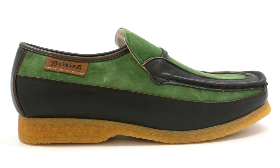 British Walkers Power Men's Old School Black Leather Retro Slip On Shoes