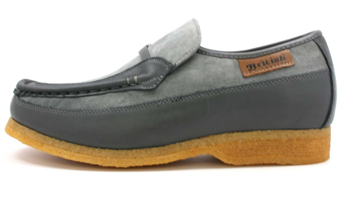 British Walkers Power Men's Old School Black Leather Retro Slip On Shoes view 24