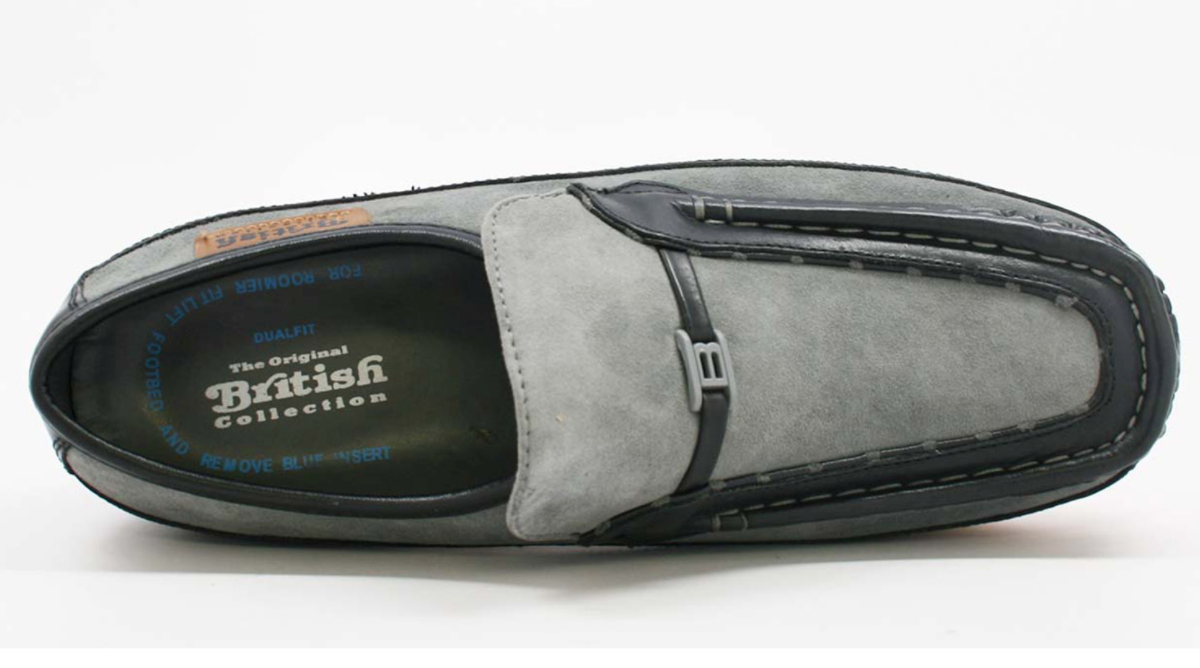 British Walkers Power Men's Old School Black Leather Retro Slip On Shoes
