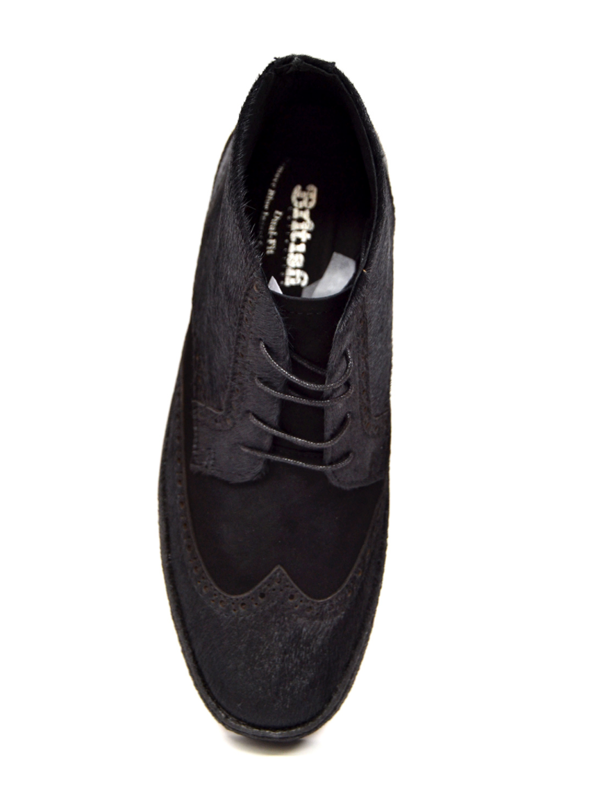 British Walkers Playboy Wingtip Men's Two Tone Black Leather and Pony Skin Shoes view 5