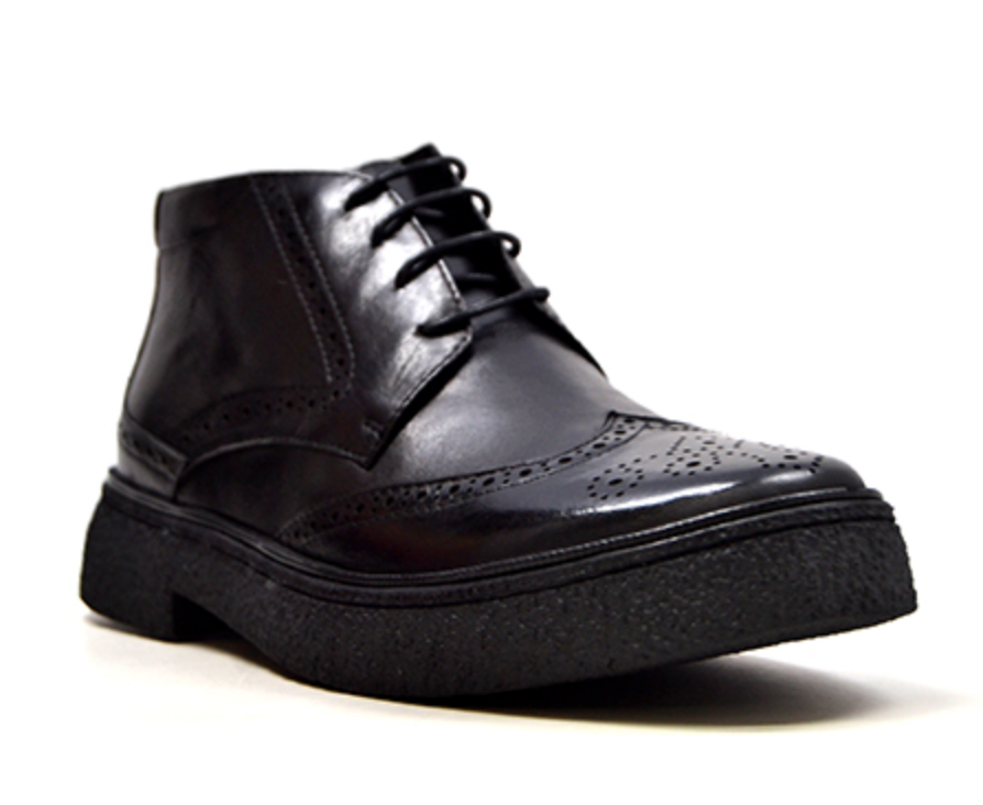 British Walkers Classic Playboy Men's Black Leather Wingtip Shoes view 4