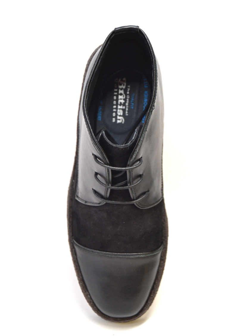 British Walkers Playboy Men's Cap Toe Black Leather and Suede Shoes view 5