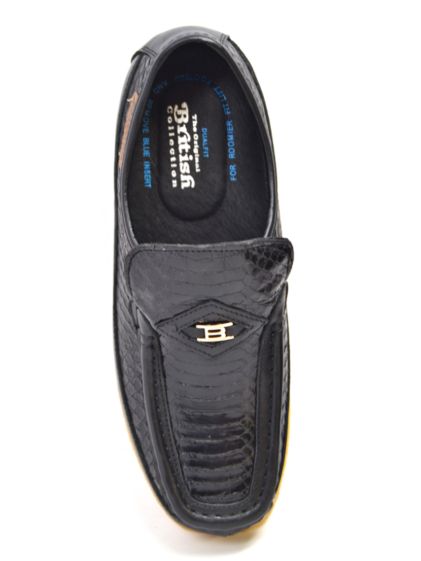 British Walkers Power 2 Men's Limited Edition Black Snake Skin and Leather Slip On Shoes view 5