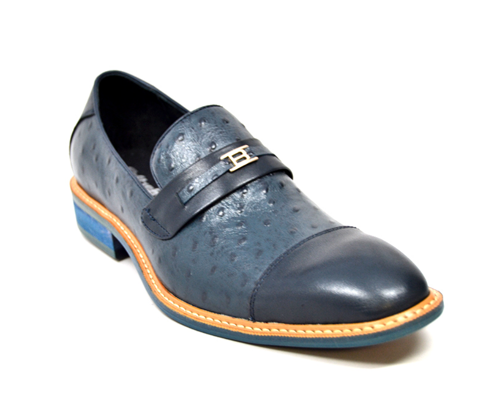 British Walkers Dolche Men's Black Ostrich Leather Slip On Dress Shoes view 12