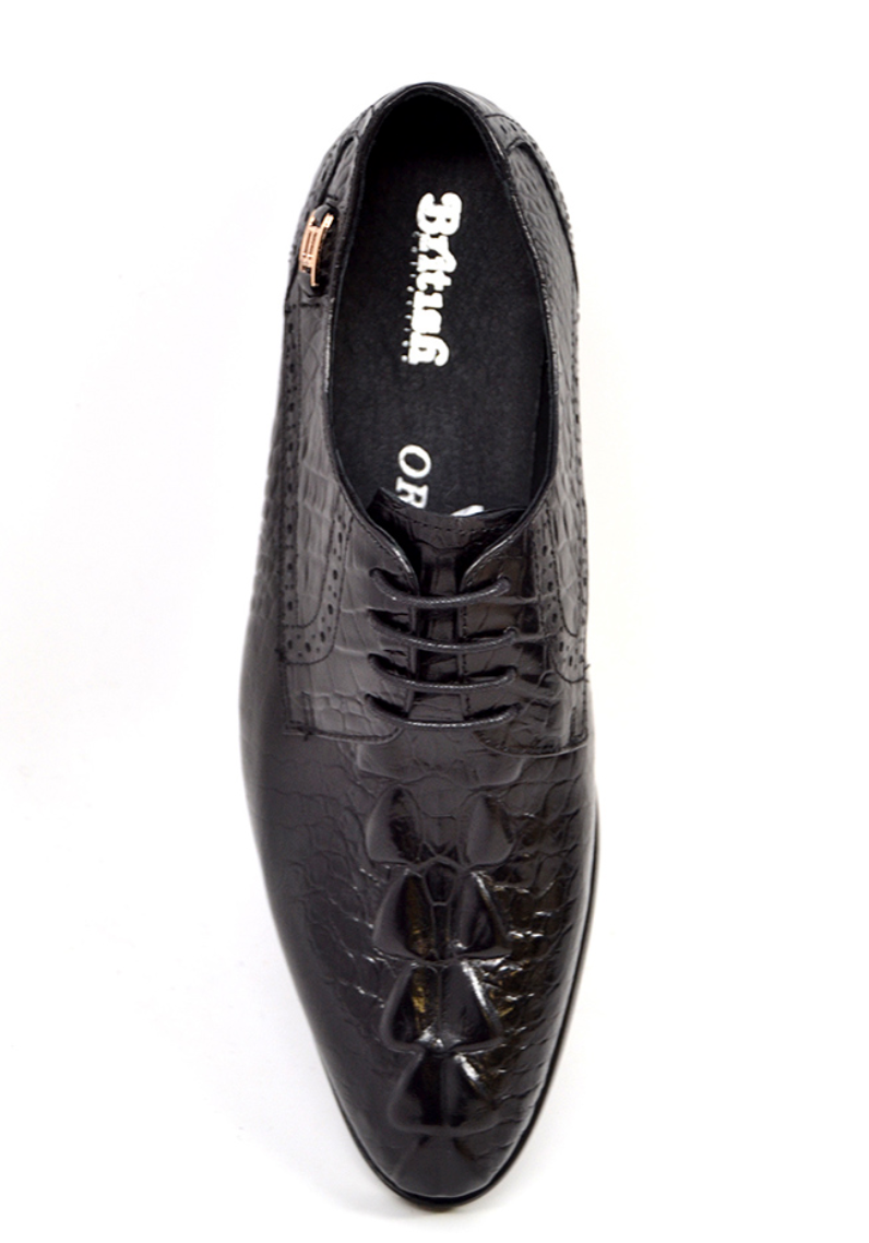 British Walkers Elegance Men's Black Croc Leather Dress Shoes view 4