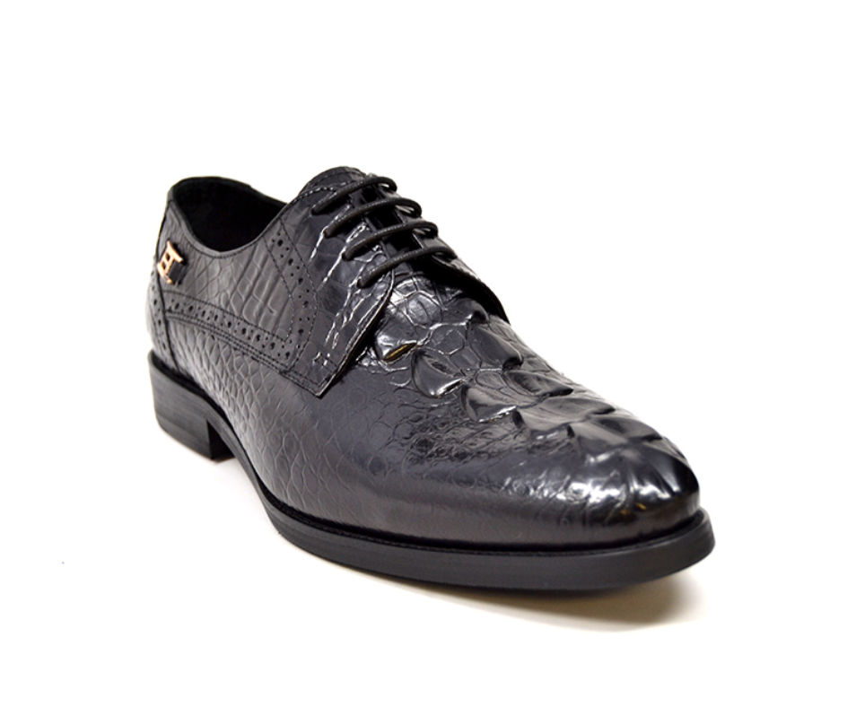 British Walkers Elegance Men's Black Croc Leather Dress Shoes view 6