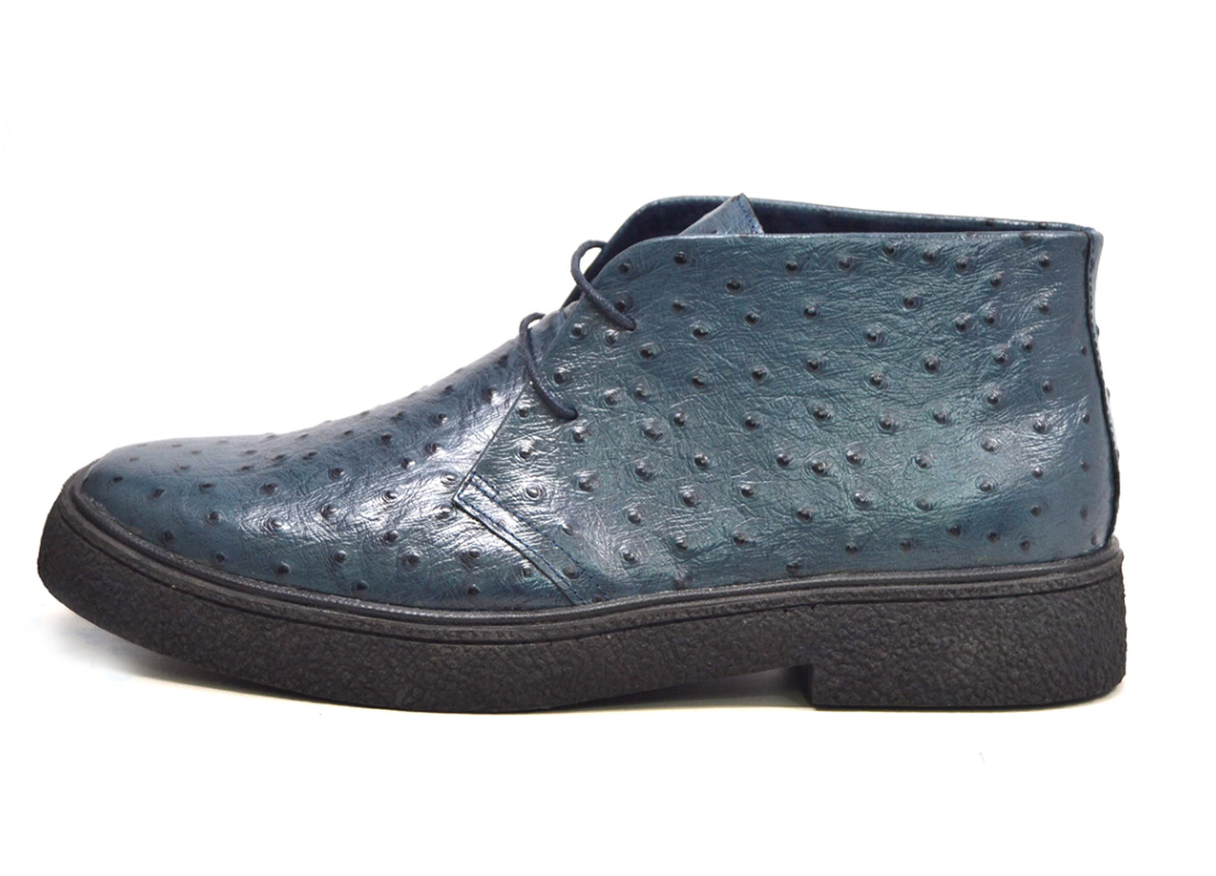 British Walkers Playboy Men's Light Blue Genuine Ostrich Leather Wingtip Shoes view 17
