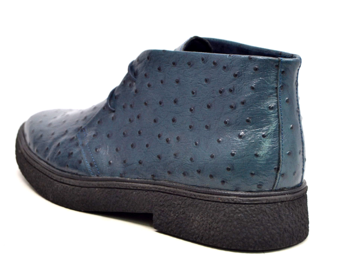 British Walkers Playboy Men's Light Blue Genuine Ostrich Leather Wingtip Shoes view 21